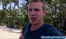 Amateur lifeguard gets picked up and fucked outdoors